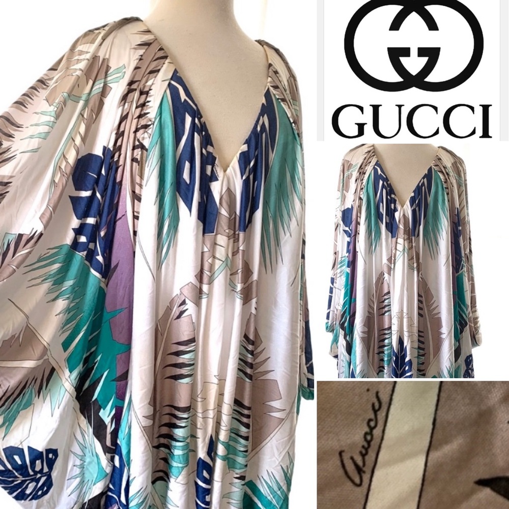 Gucci Deep V Silk Cocoon Mini Dress